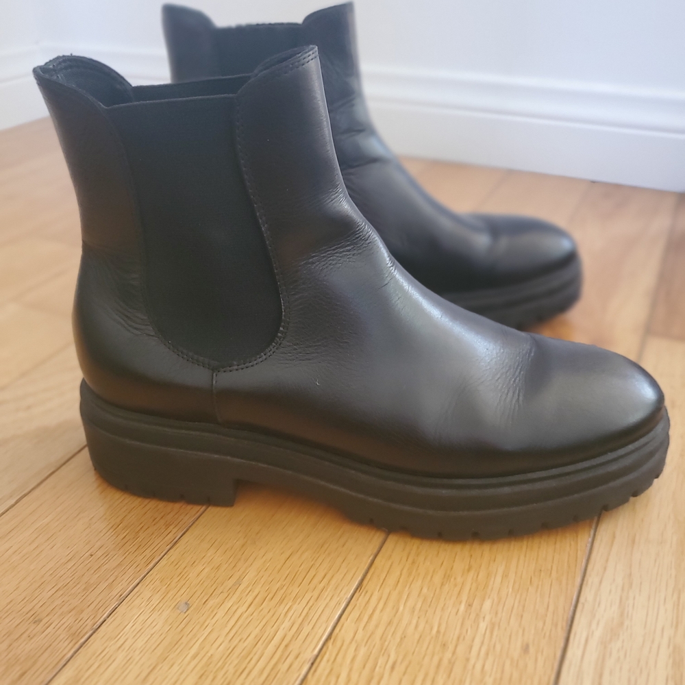 Italian Leather Black Ankle Boots for Women 9.5